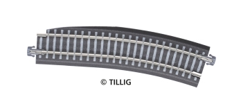Tillig 83775 - Bettungsgleis grau BG3-BR12kre: Gebogenes Pass-Stück, rechts, R 353 mm/15° (TT, H0m)